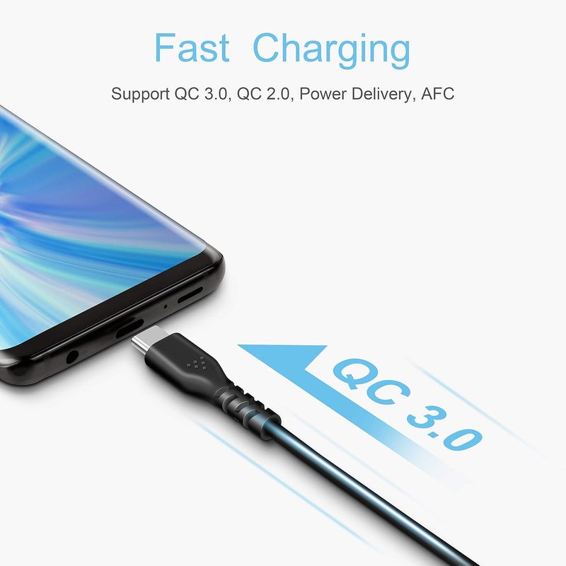 كابل USB C إلى USB C (حزمة واحدة ، 3ft ، أسود) كابل الشحن السريع من النوع C إلى النوع C 2.0 كابل نقل البيانات عالي السرعة مزامنة كابل USB C-C لـ Galaxy S10 S9 ، Huawei P20 ، Nexus 6P 5X ، Chromebook ، Matebook - Image 4